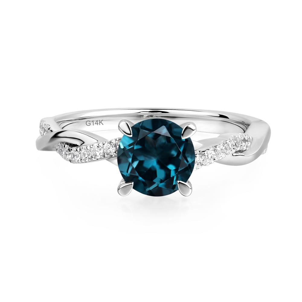London Blue Topaz Twisted Engagement Ring - LUO Jewelry #metal_14k white gold