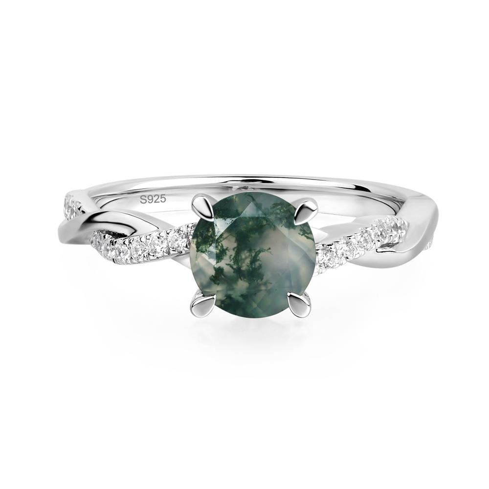 Moss Agate Twisted Engagement Ring - LUO Jewelry #metal_sterling silver