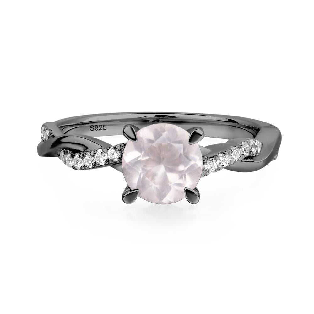 Rose Quartz Twisted Engagement Ring - LUO Jewelry #metal_black finish sterling silver