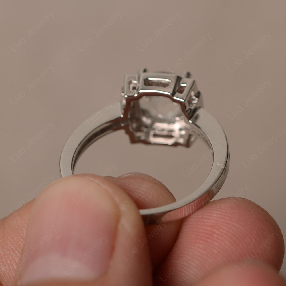 Round Cut White Topaz Halo Engagement Ring Gold - LUO Jewelry