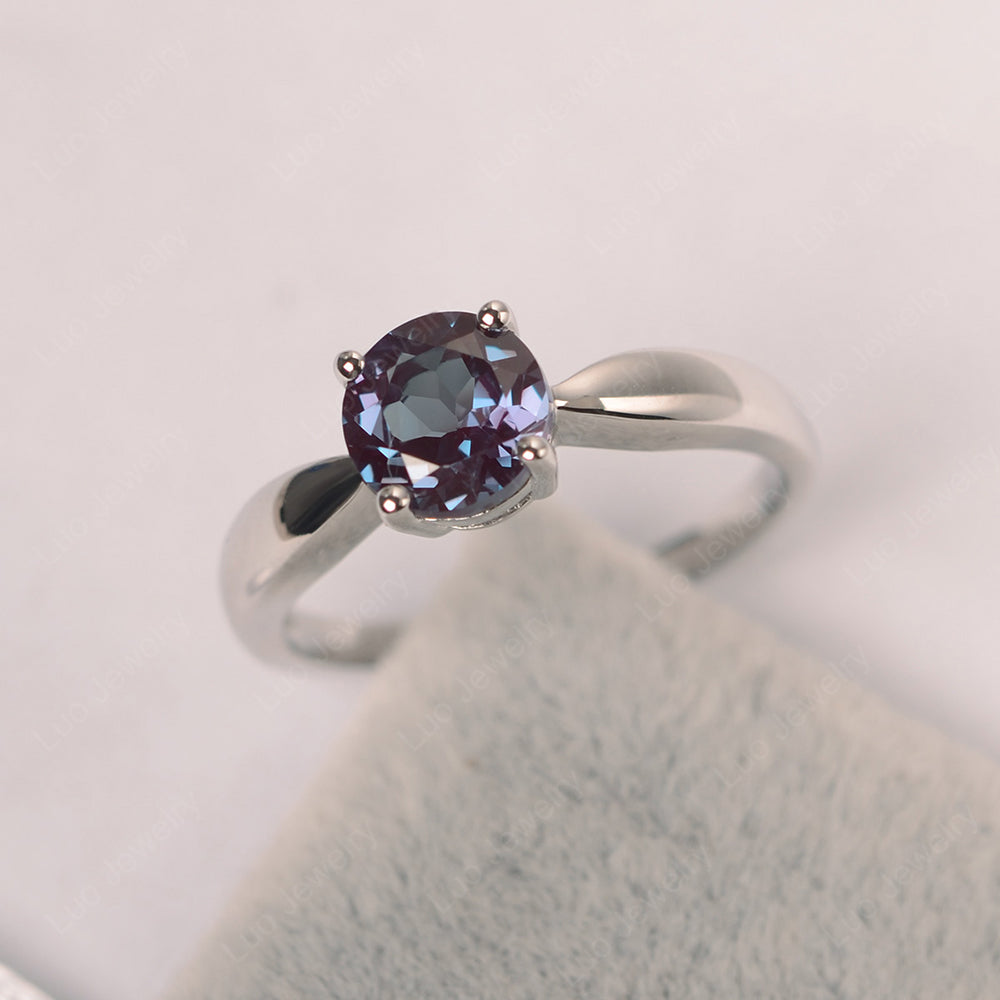 Alexandrite Solitaire Wedding Ring Yellow Gold - LUO Jewelry
