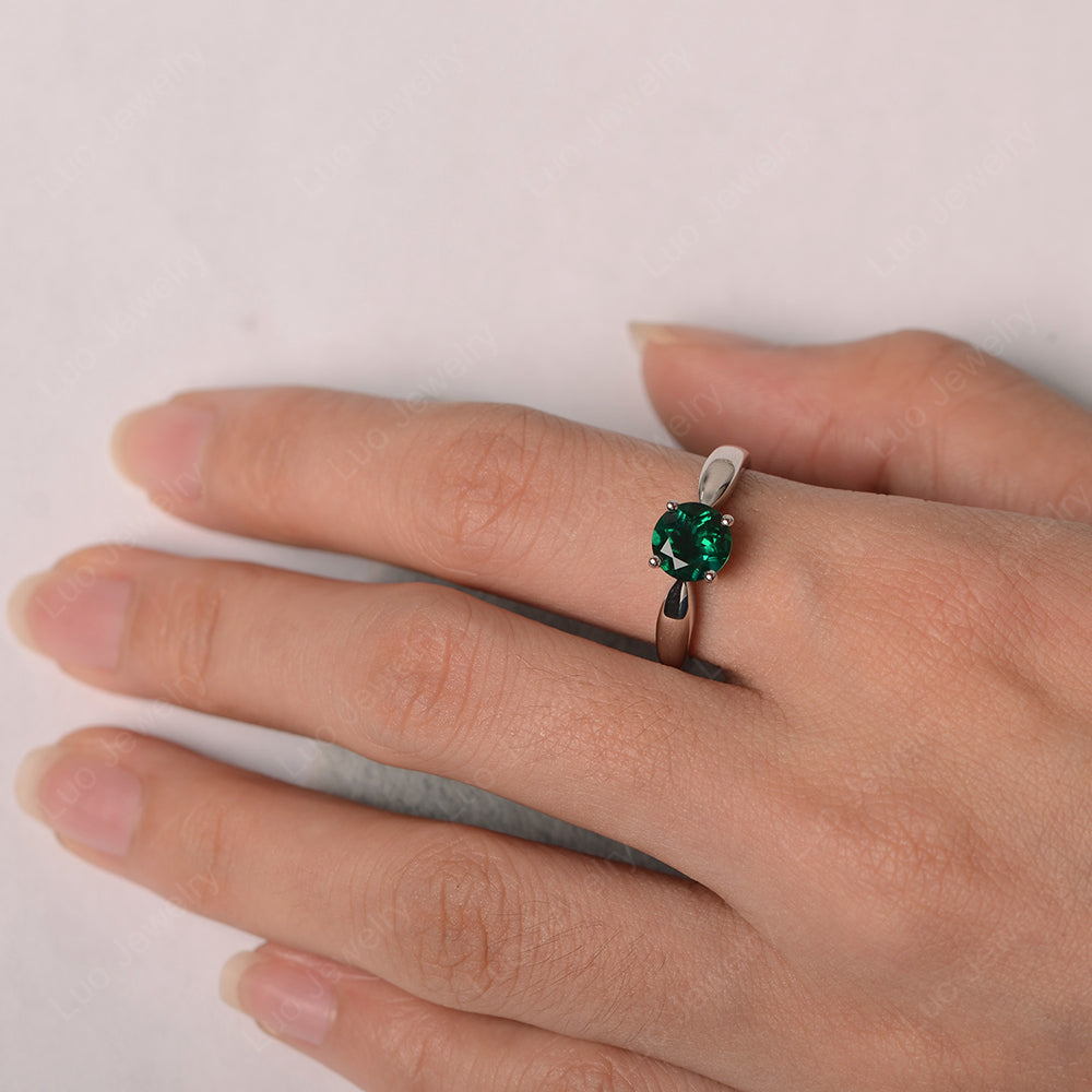 Lab Emerald Solitaire Wedding Ring Yellow Gold - LUO Jewelry