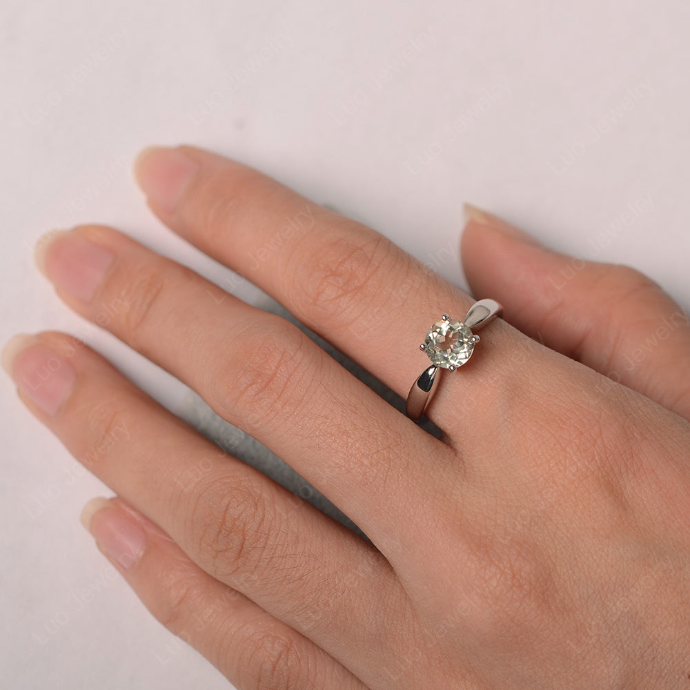 Green Amethyst Solitaire Wedding Ring Yellow Gold - LUO Jewelry