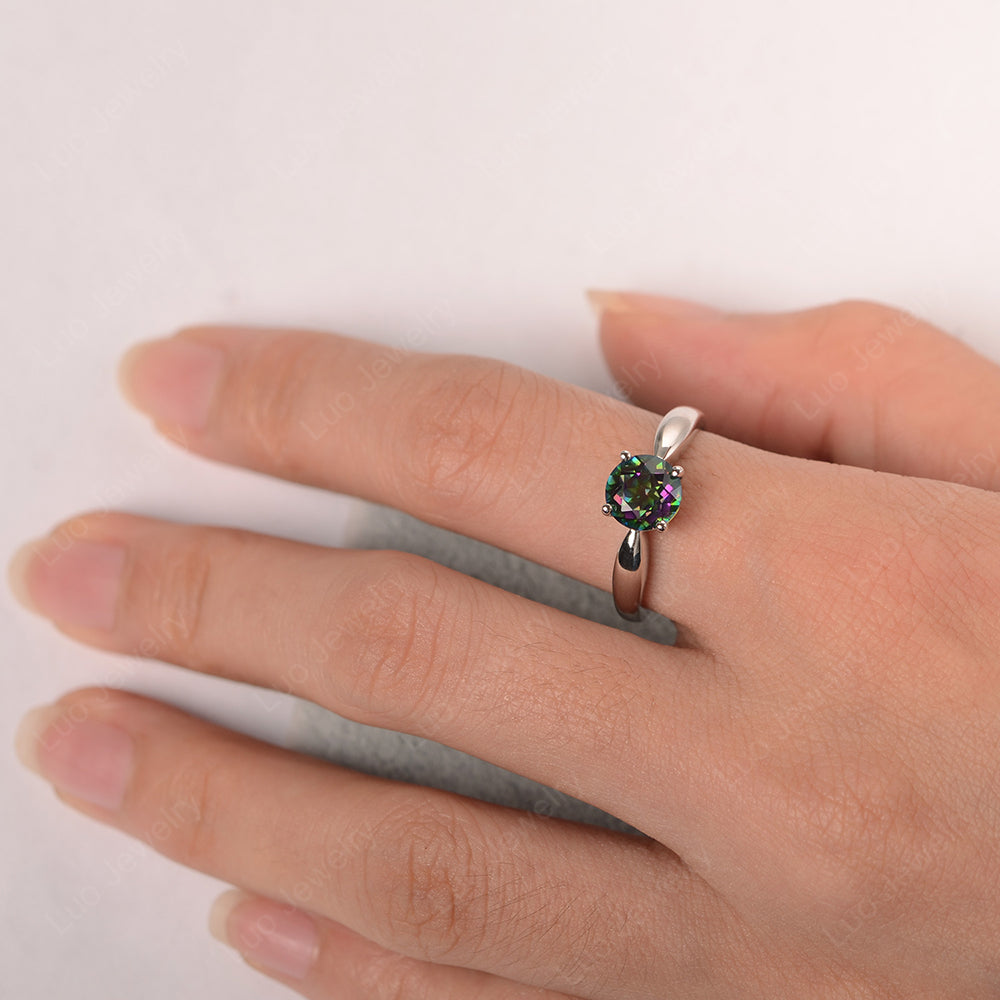 Mystic Topaz Solitaire Wedding Ring Yellow Gold - LUO Jewelry