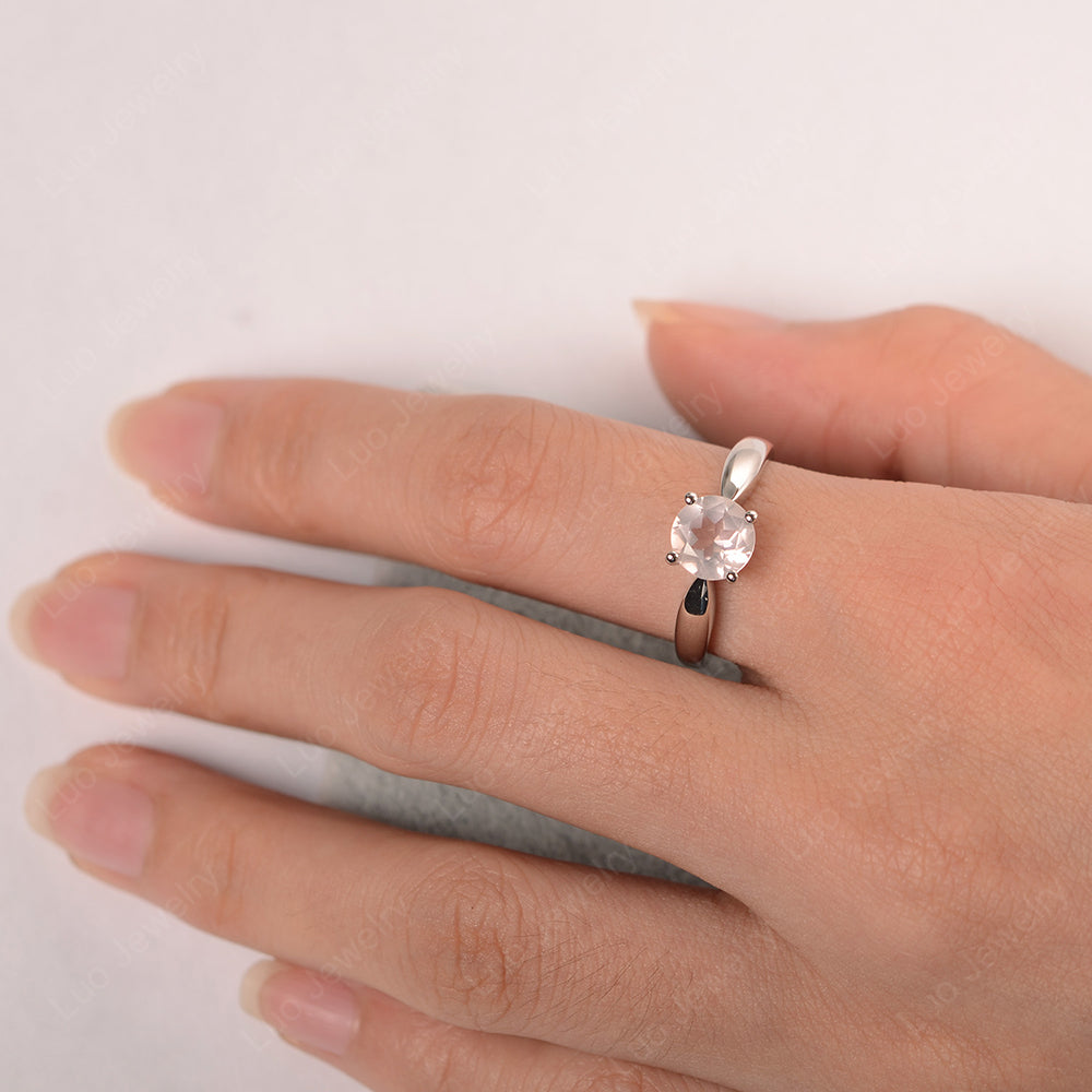 Rose Quartz Solitaire Wedding Ring Yellow Gold - LUO Jewelry