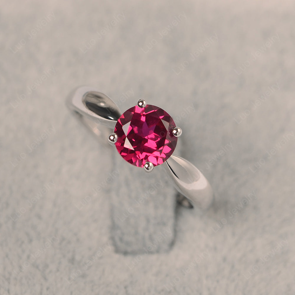 Ruby Round Solitaire Ring | LUO