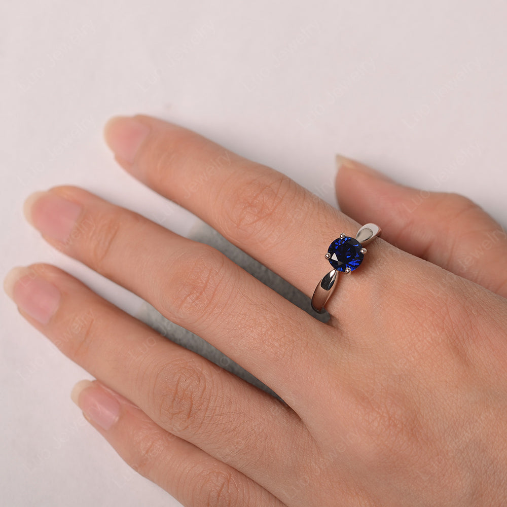 Lab Sapphire Solitaire Wedding Ring Yellow Gold - LUO Jewelry