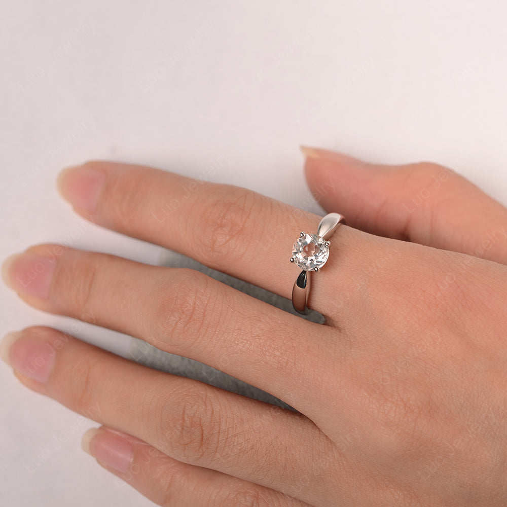 White Topaz Solitaire Wedding Ring Yellow Gold - LUO Jewelry