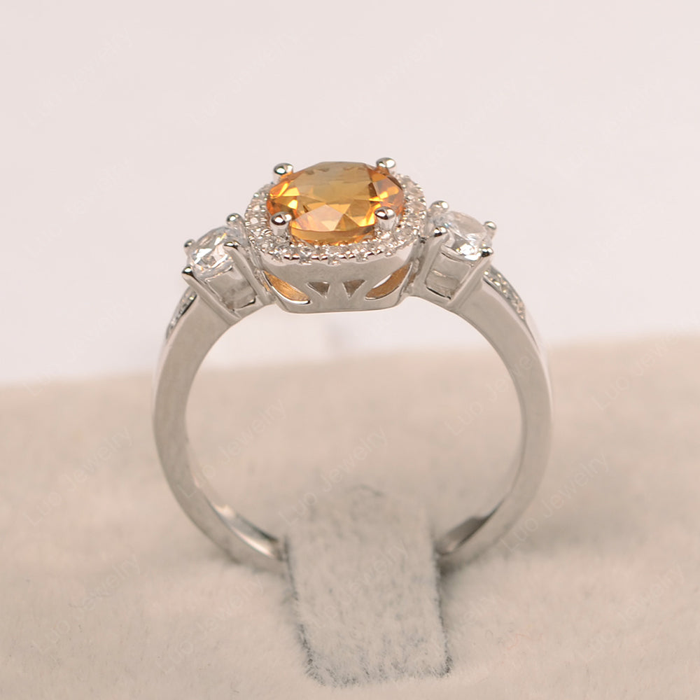 Brilliant Cut Citrine Halo Wedding Ring Gold - LUO Jewelry