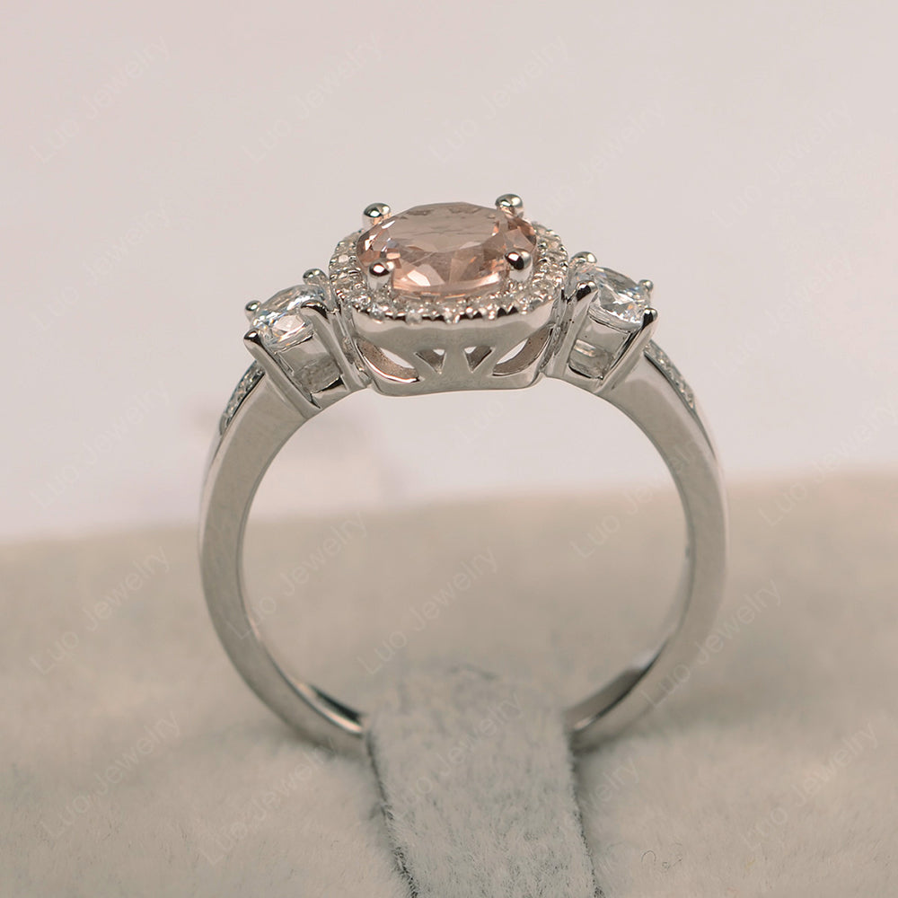 Brilliant Cut Morganite Halo Wedding Ring Gold - LUO Jewelry