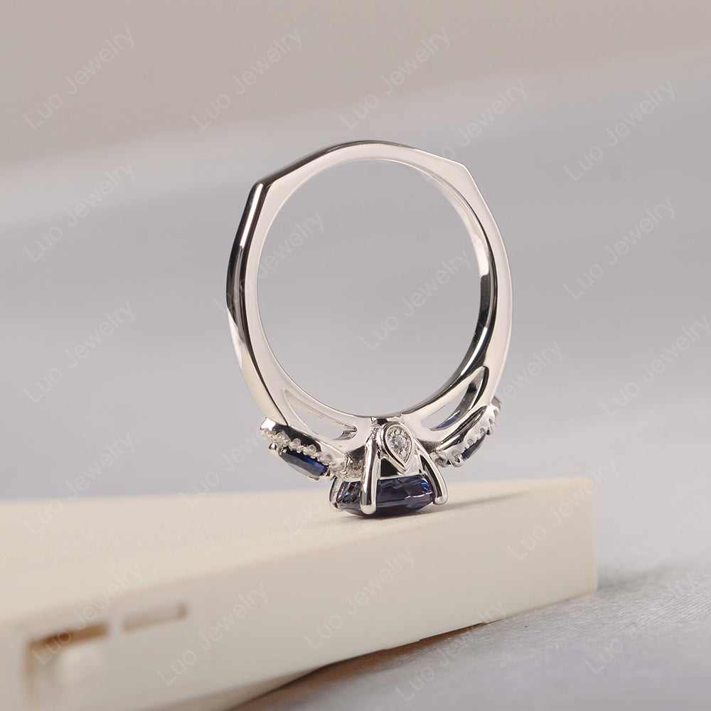 Alexandrite Euro Shank Ring With Pear Side Stones - LUO Jewelry