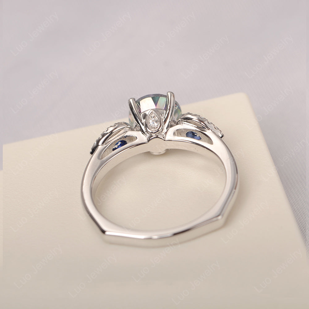 Mystic Topaz Euro Shank Ring With Pear Side Stones - LUO Jewelry