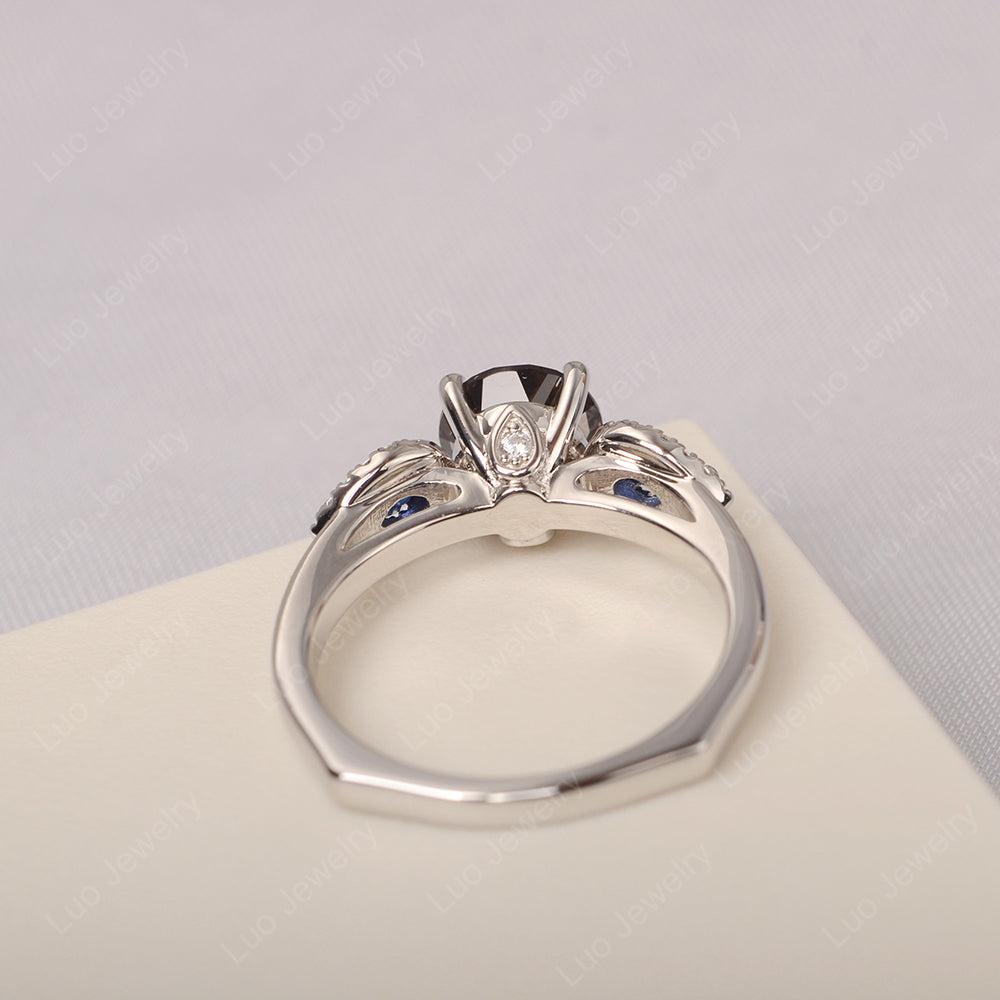 Smoky Quartz Euro Shank Ring With Pear Side Stones - LUO Jewelry