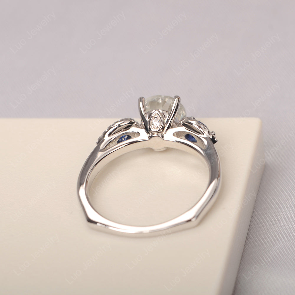 White Topaz Euro Shank Ring With Pear Side Stones - LUO Jewelry