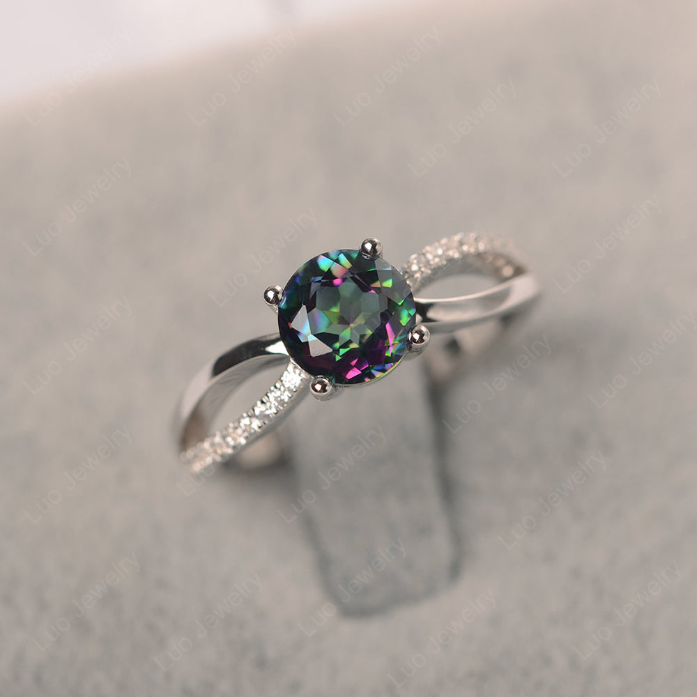 Mystic Topaz Ring Split Shank Engagement Ring - LUO Jewelry