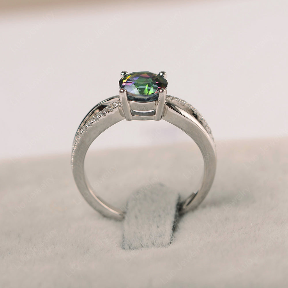Mystic Topaz Ring Split Shank Engagement Ring - LUO Jewelry