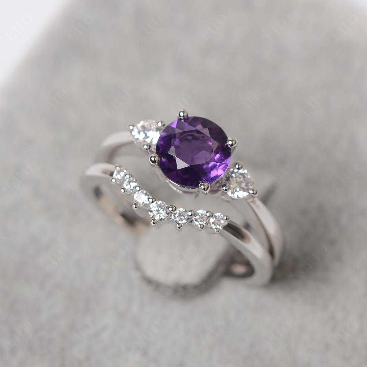 Amethyst Ring Bridal Set Engagement Ring - LUO Jewelry
