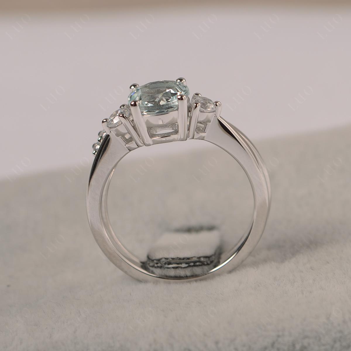 Aquamarine Ring Bridal Set Engagement Ring - LUO Jewelry