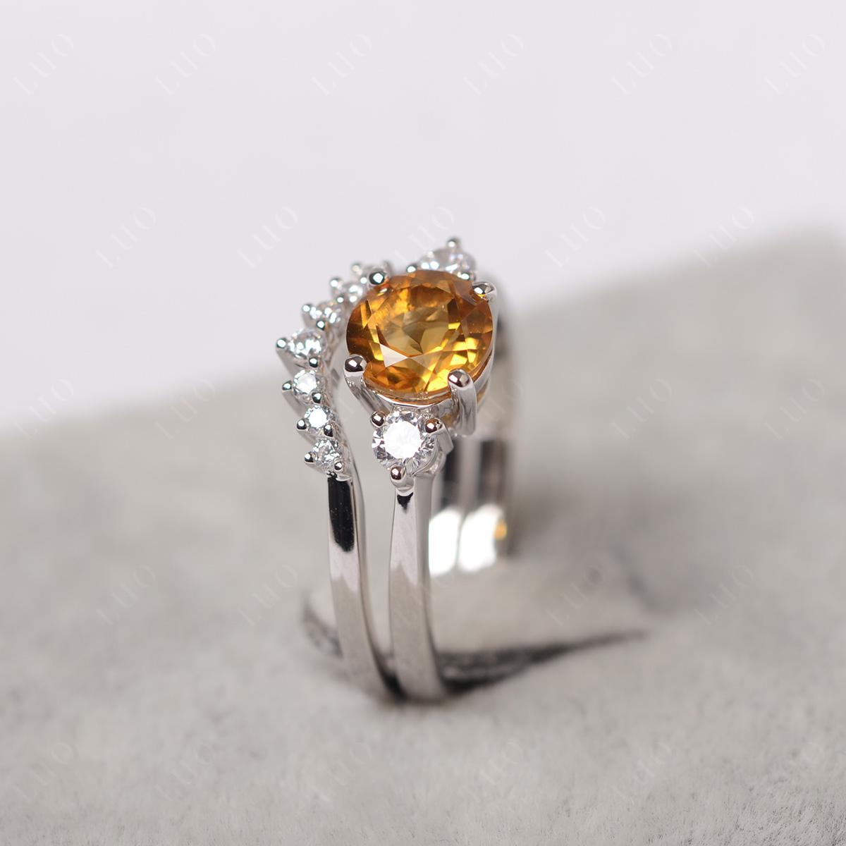 Citrine Ring Bridal Set Engagement Ring - LUO Jewelry
