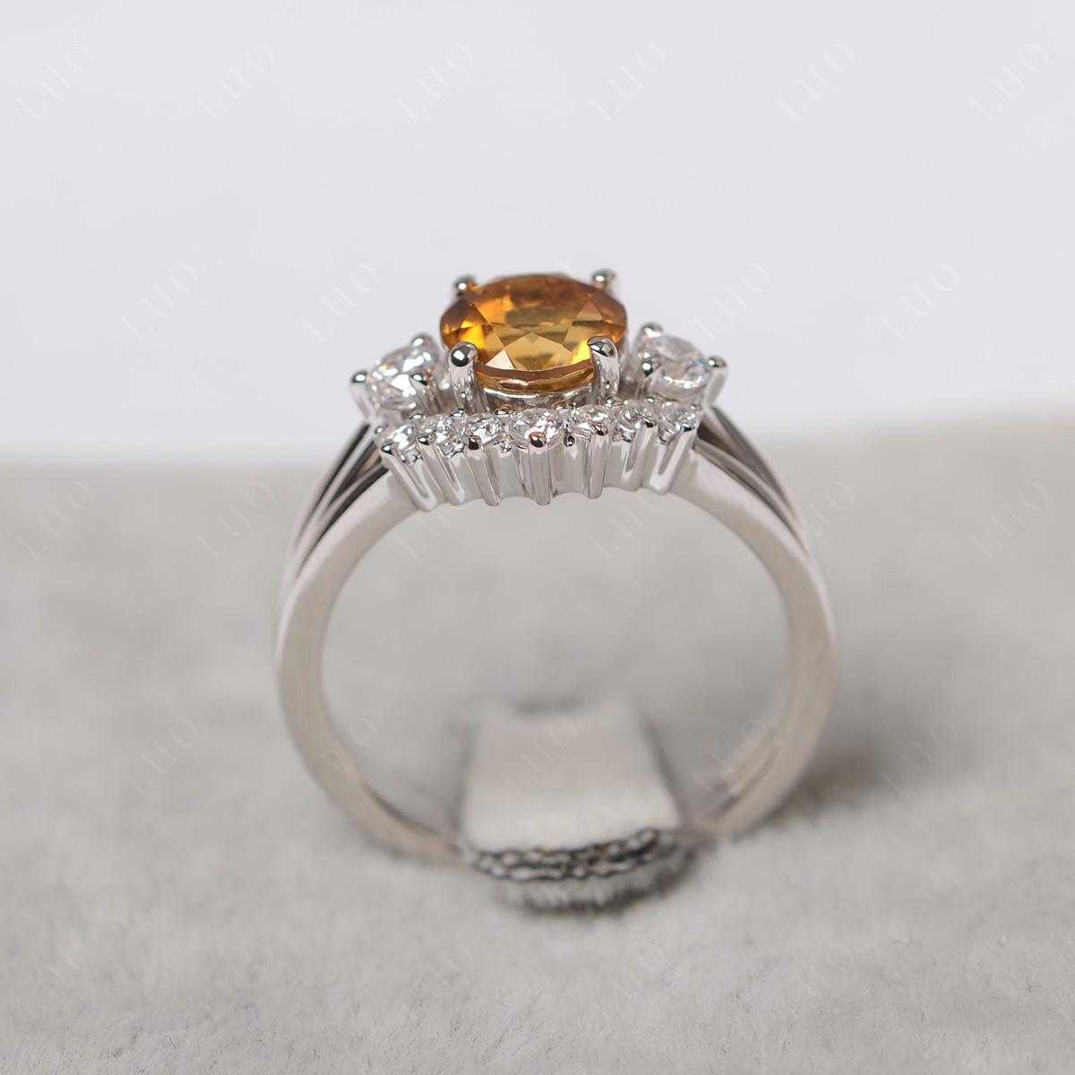 Citrine Ring Bridal Set Engagement Ring - LUO Jewelry