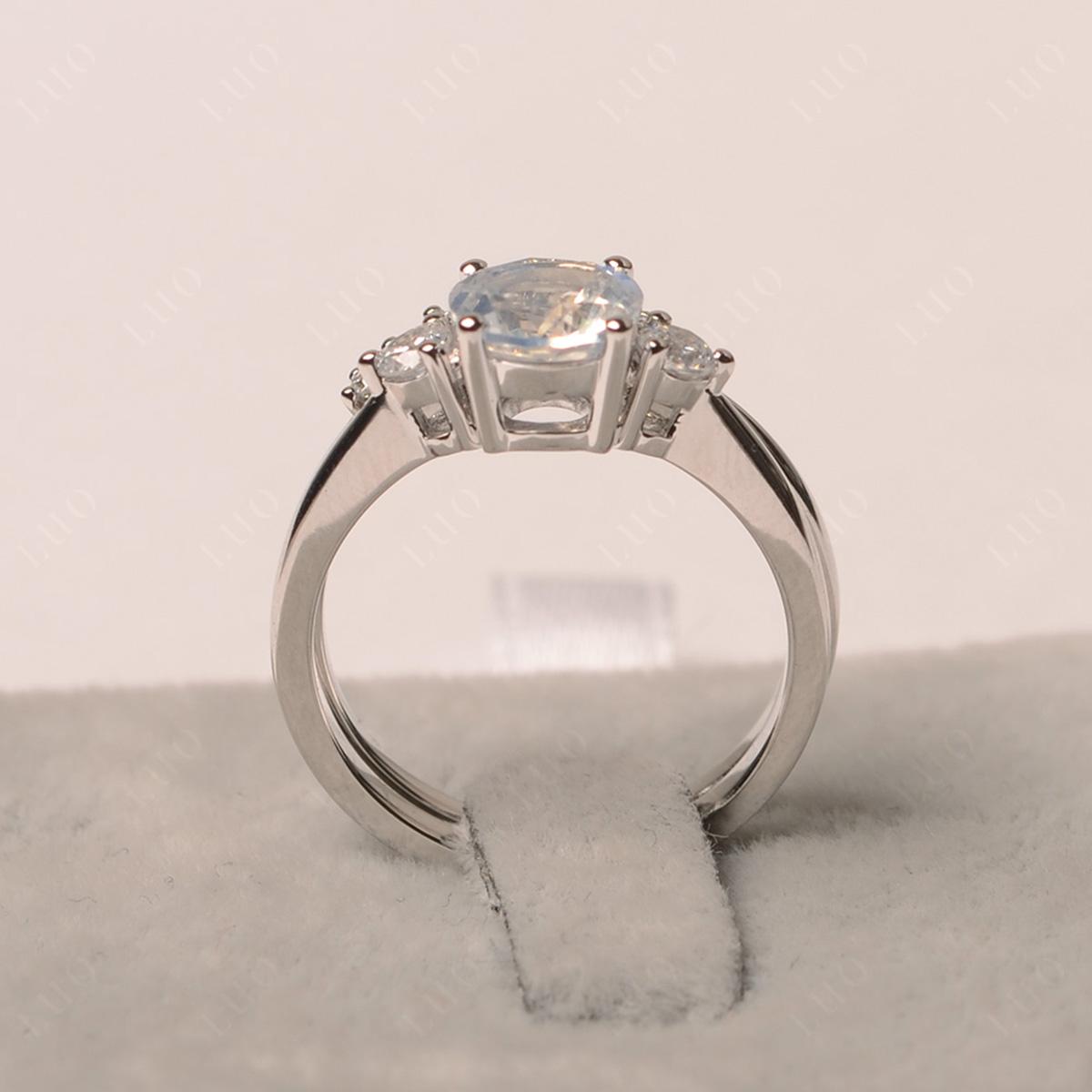 Moonstone Ring Bridal Set Engagement Ring - LUO Jewelry
