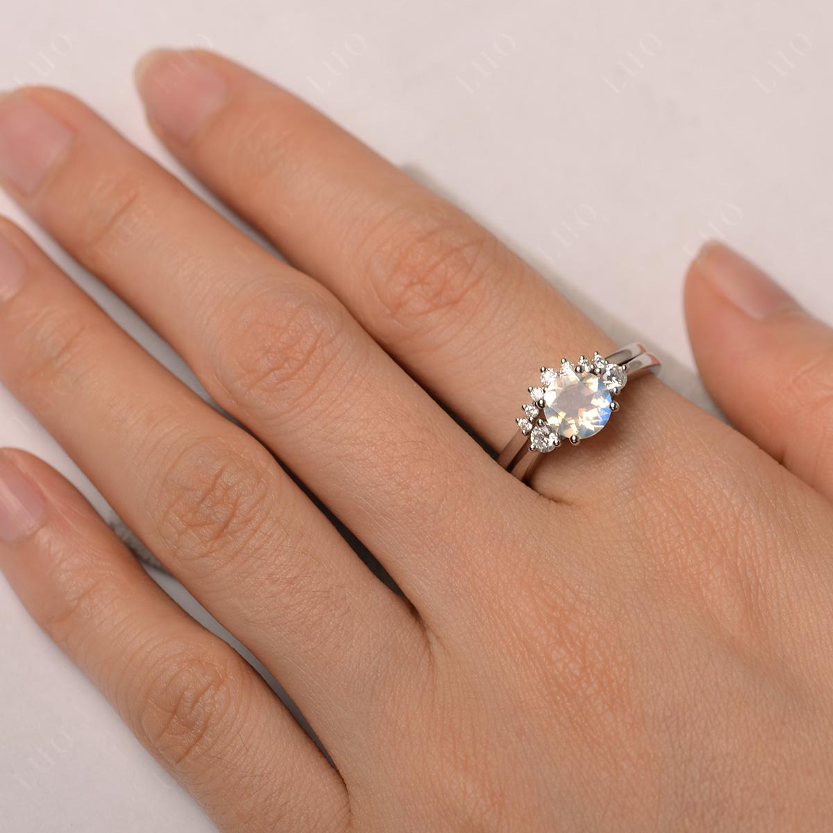 Moonstone Ring Bridal Set Engagement Ring - LUO Jewelry