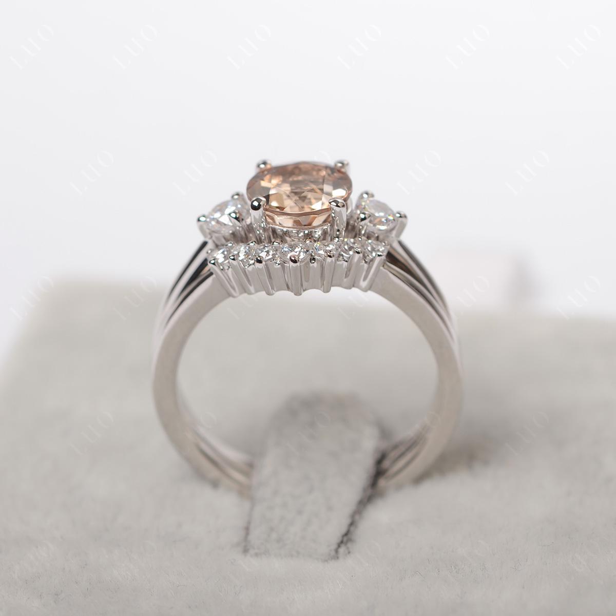 Morganite Ring Bridal Set Engagement Ring - LUO Jewelry