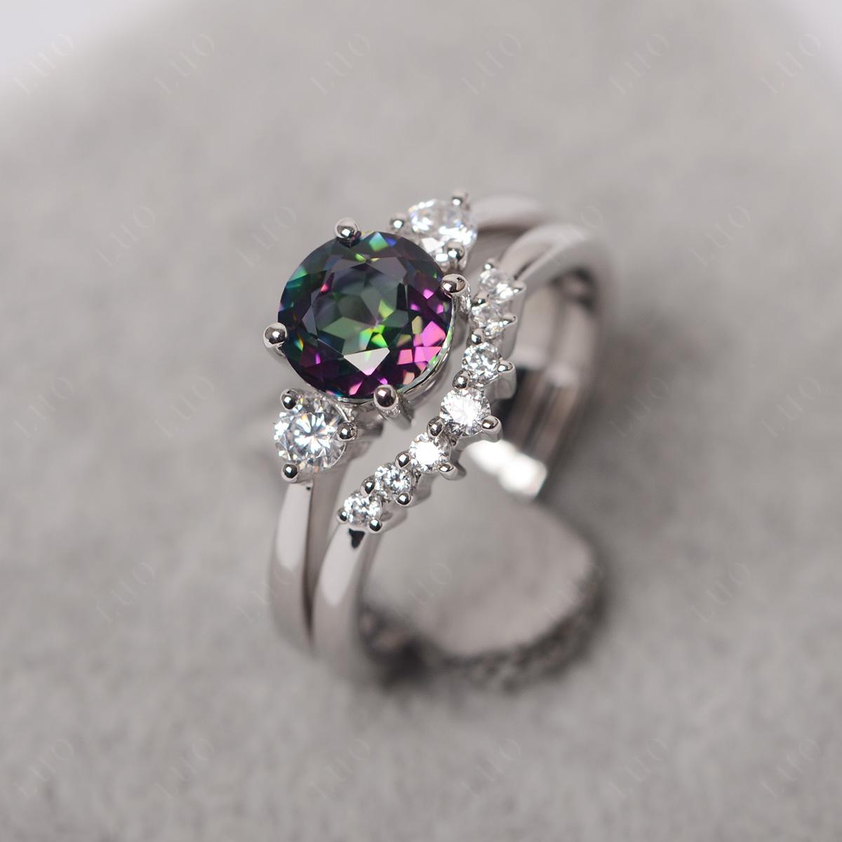 Mystic Topaz Ring Bridal Set Engagement Ring - LUO Jewelry