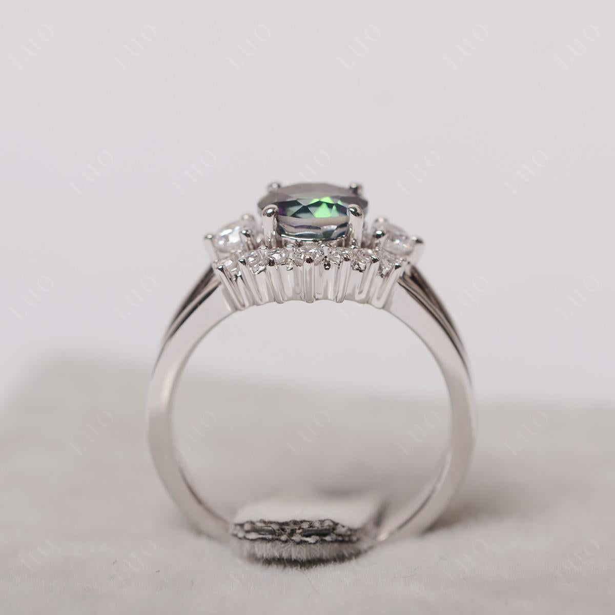 Mystic Topaz Ring Bridal Set Engagement Ring - LUO Jewelry