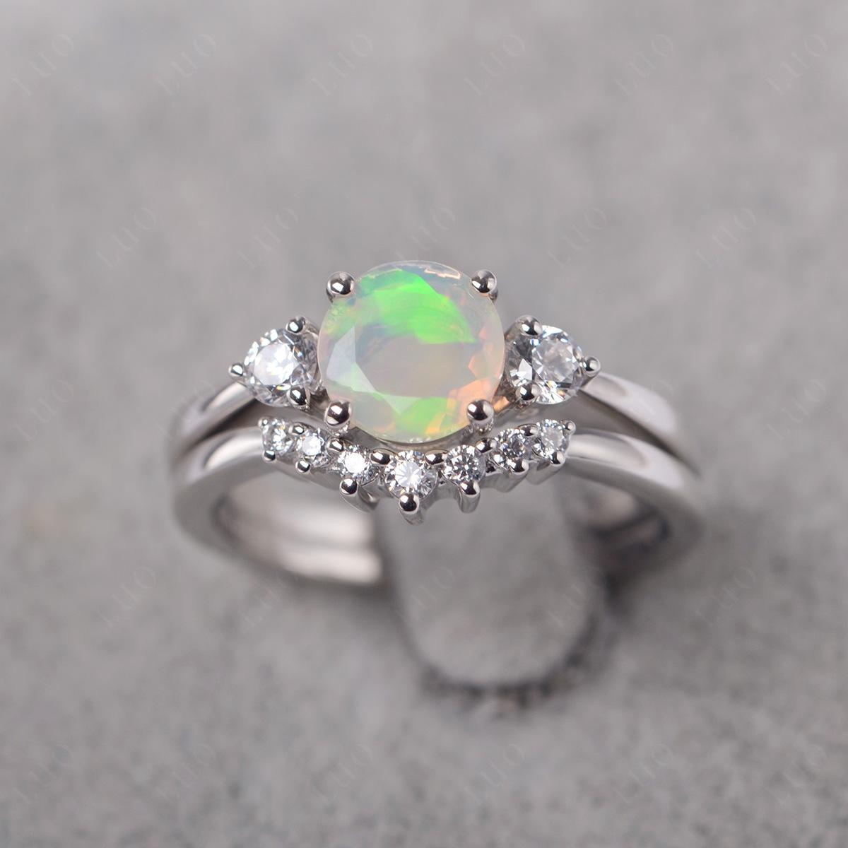 Opal Ring Bridal Set Engagement Ring - LUO Jewelry