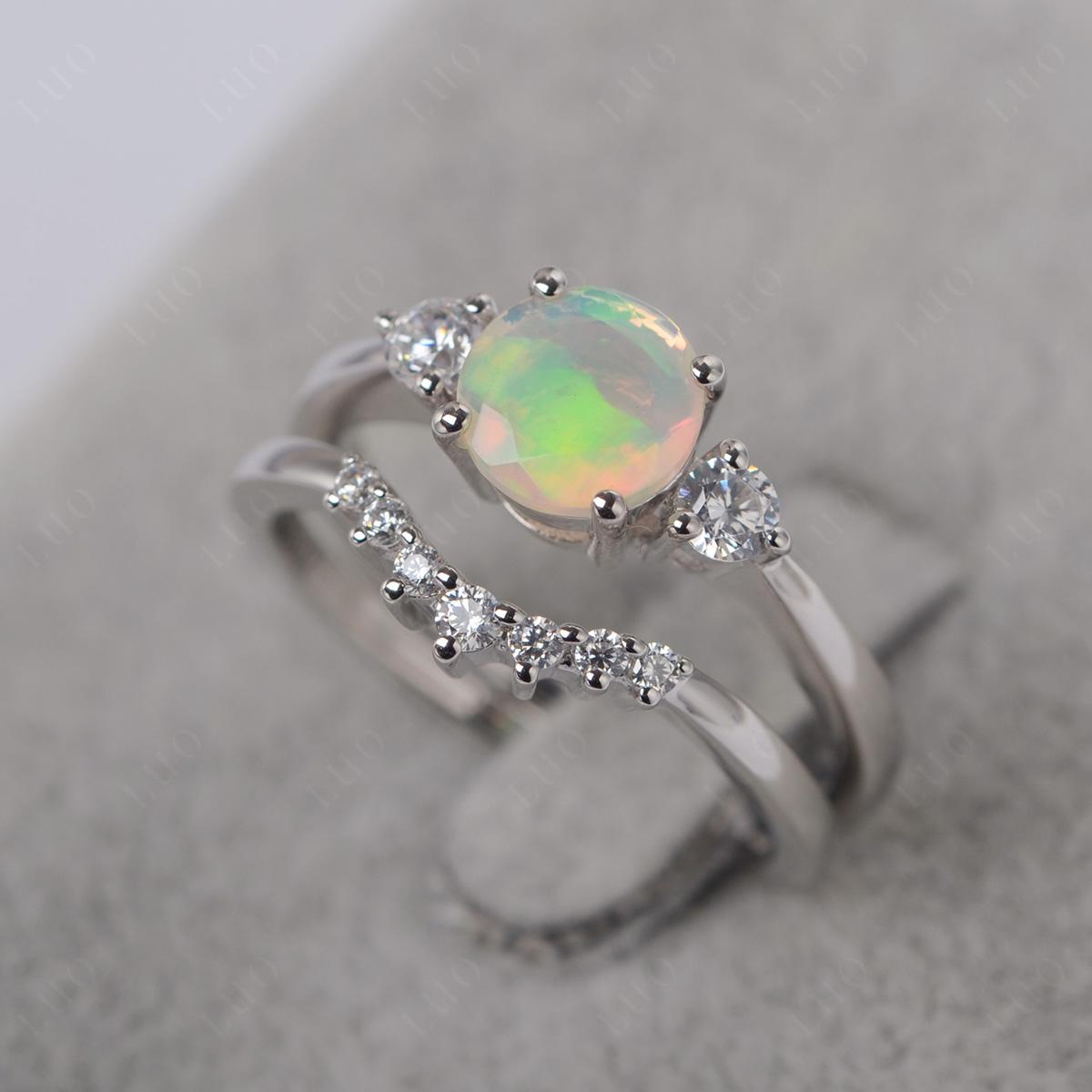 Opal Ring Bridal Set Engagement Ring - LUO Jewelry