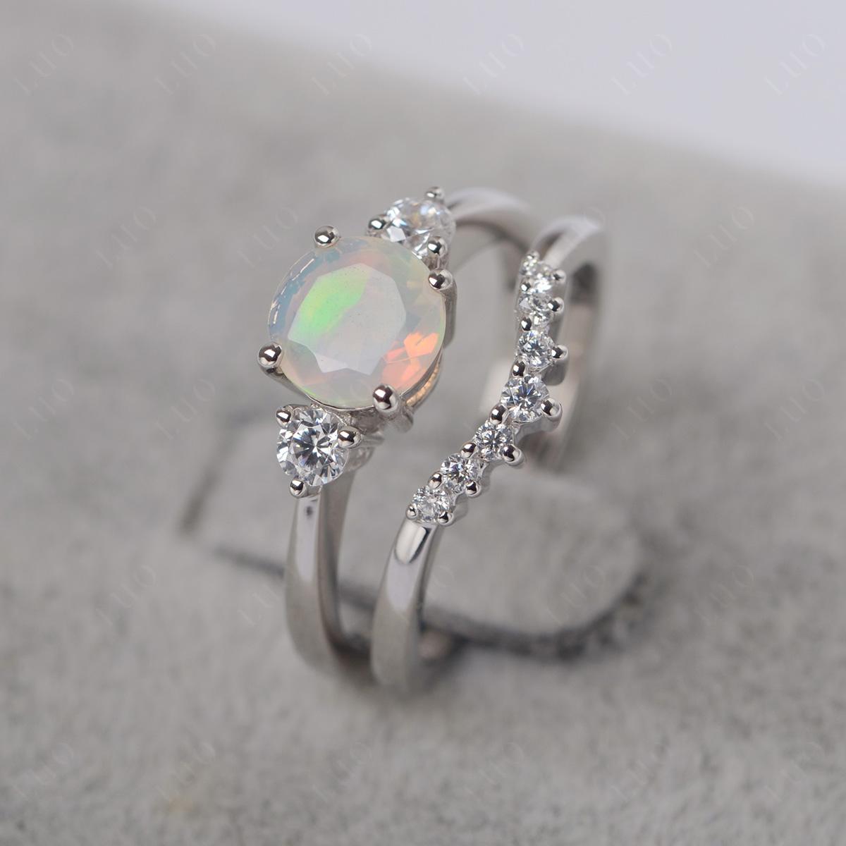 Opal Ring Bridal Set Engagement Ring - LUO Jewelry