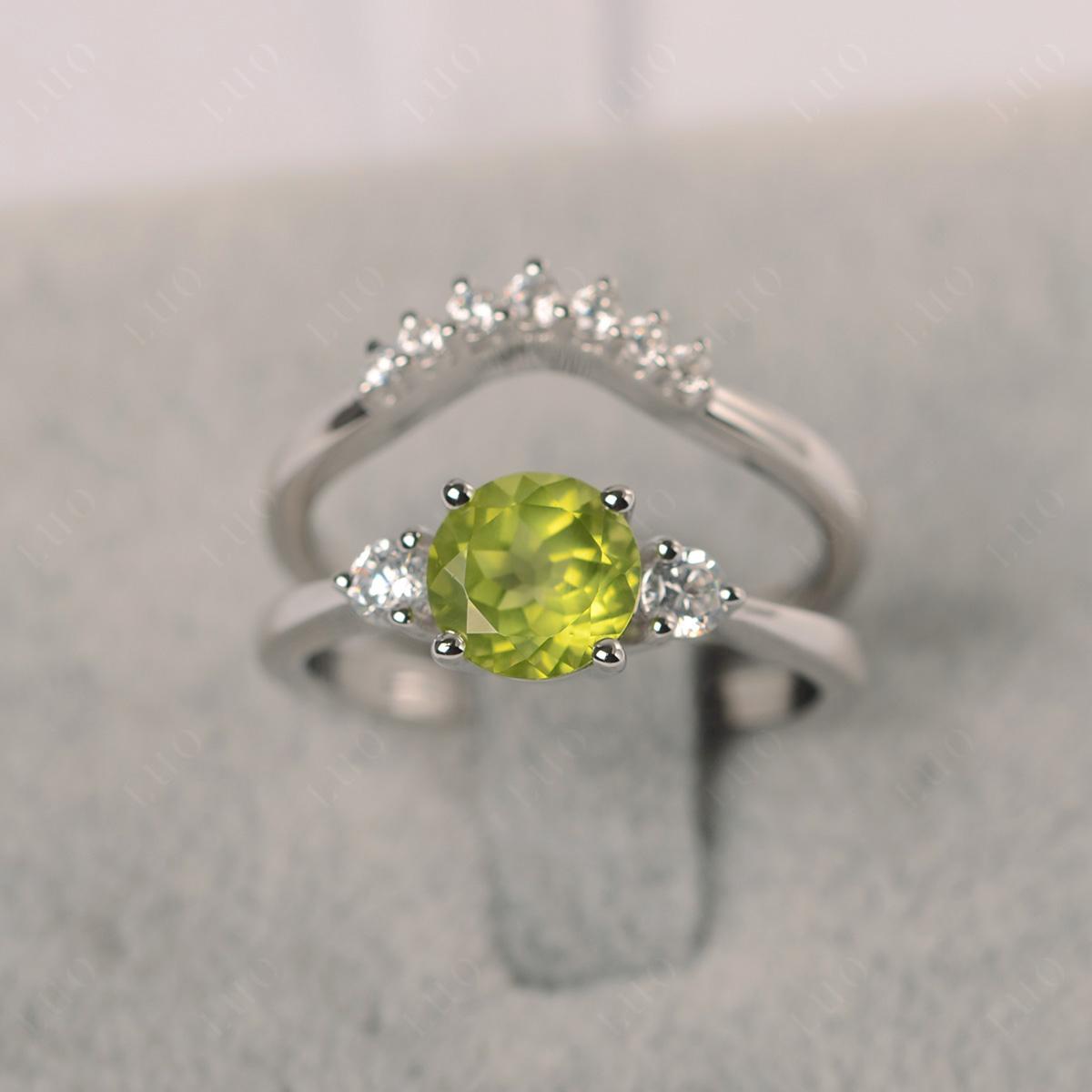 Peridot Ring Bridal Set Engagement Ring - LUO Jewelry