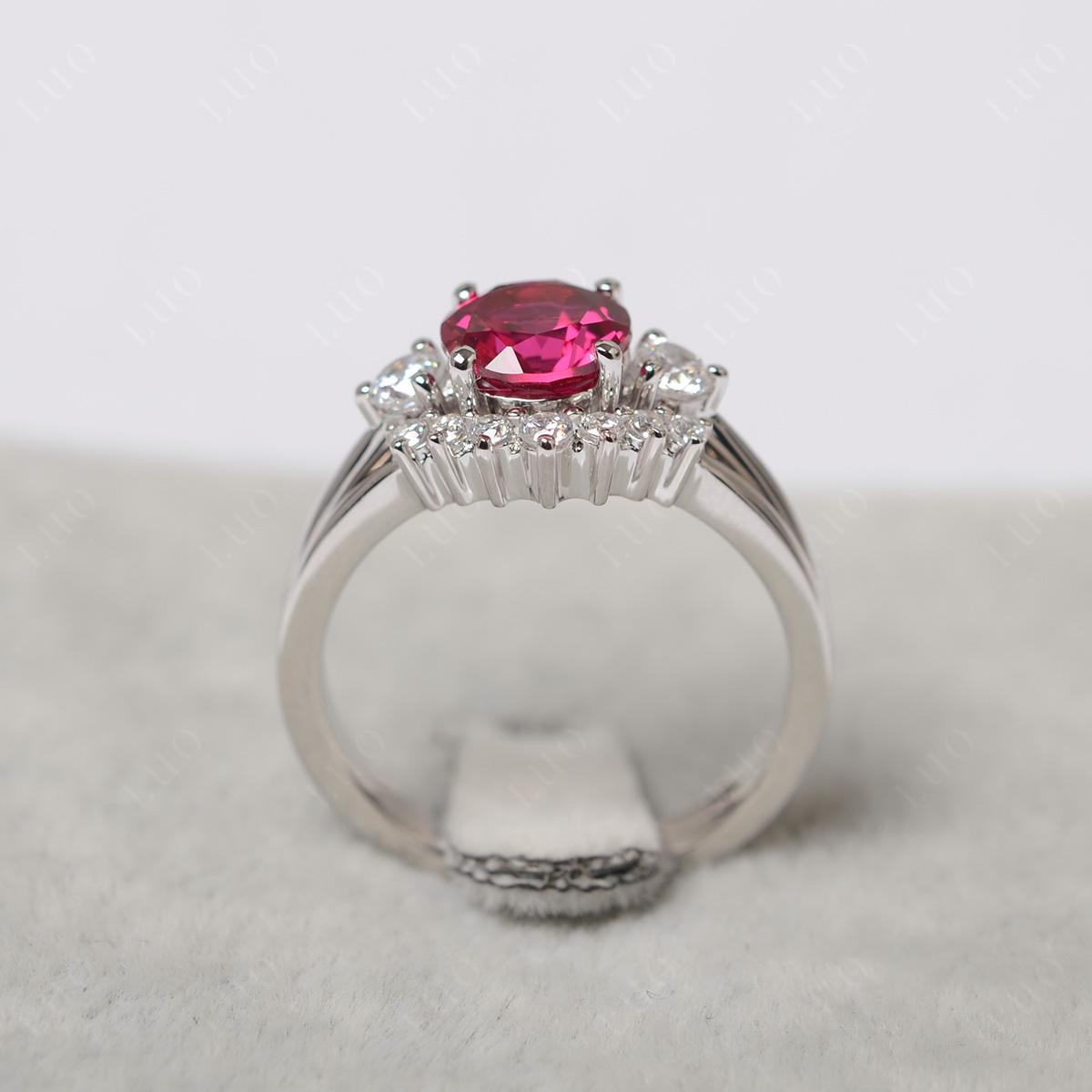 Ruby Ring Bridal Set Engagement Ring - LUO Jewelry