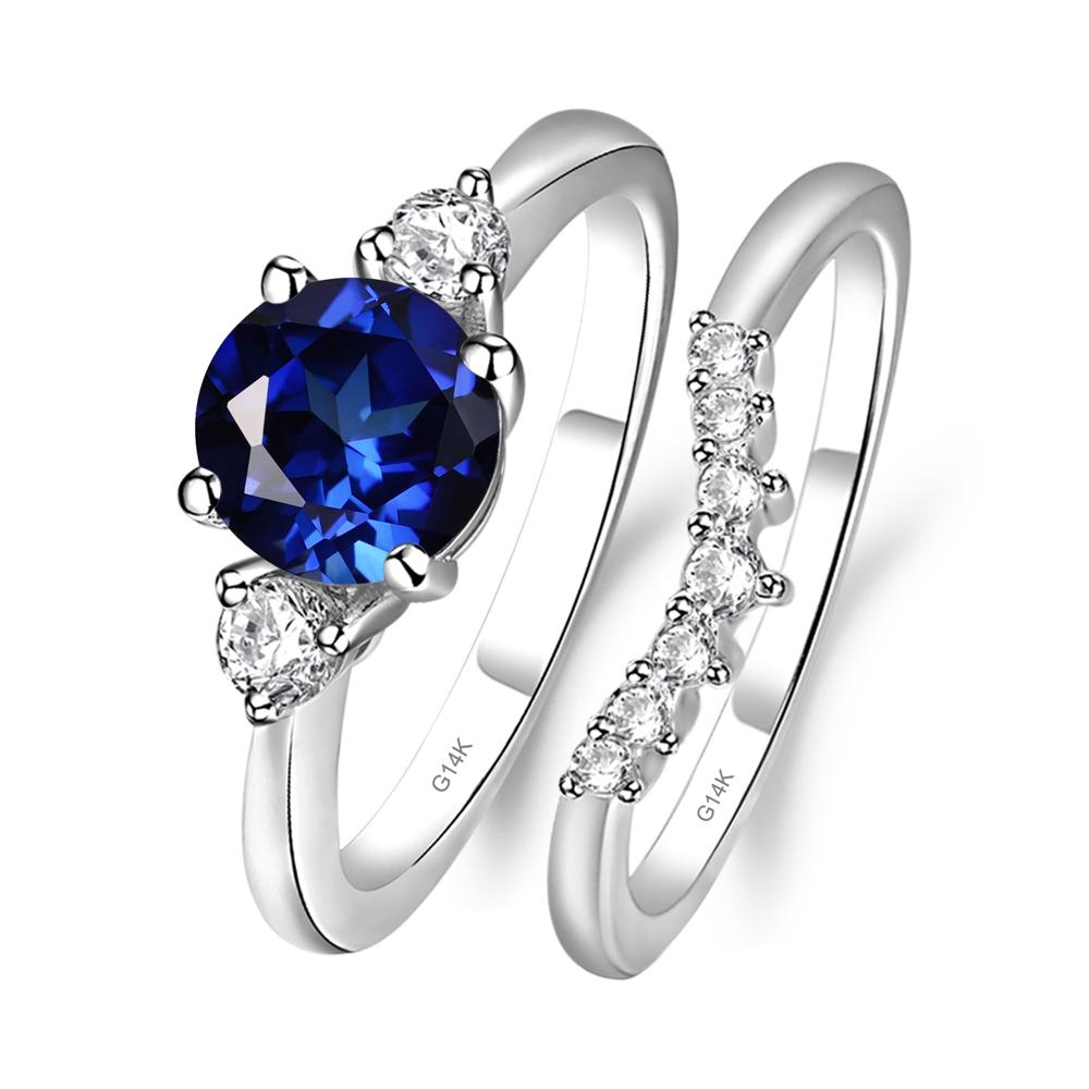 Sapphire Ring Bridal Set Engagement Ring - LUO Jewelry #metal_14k white gold