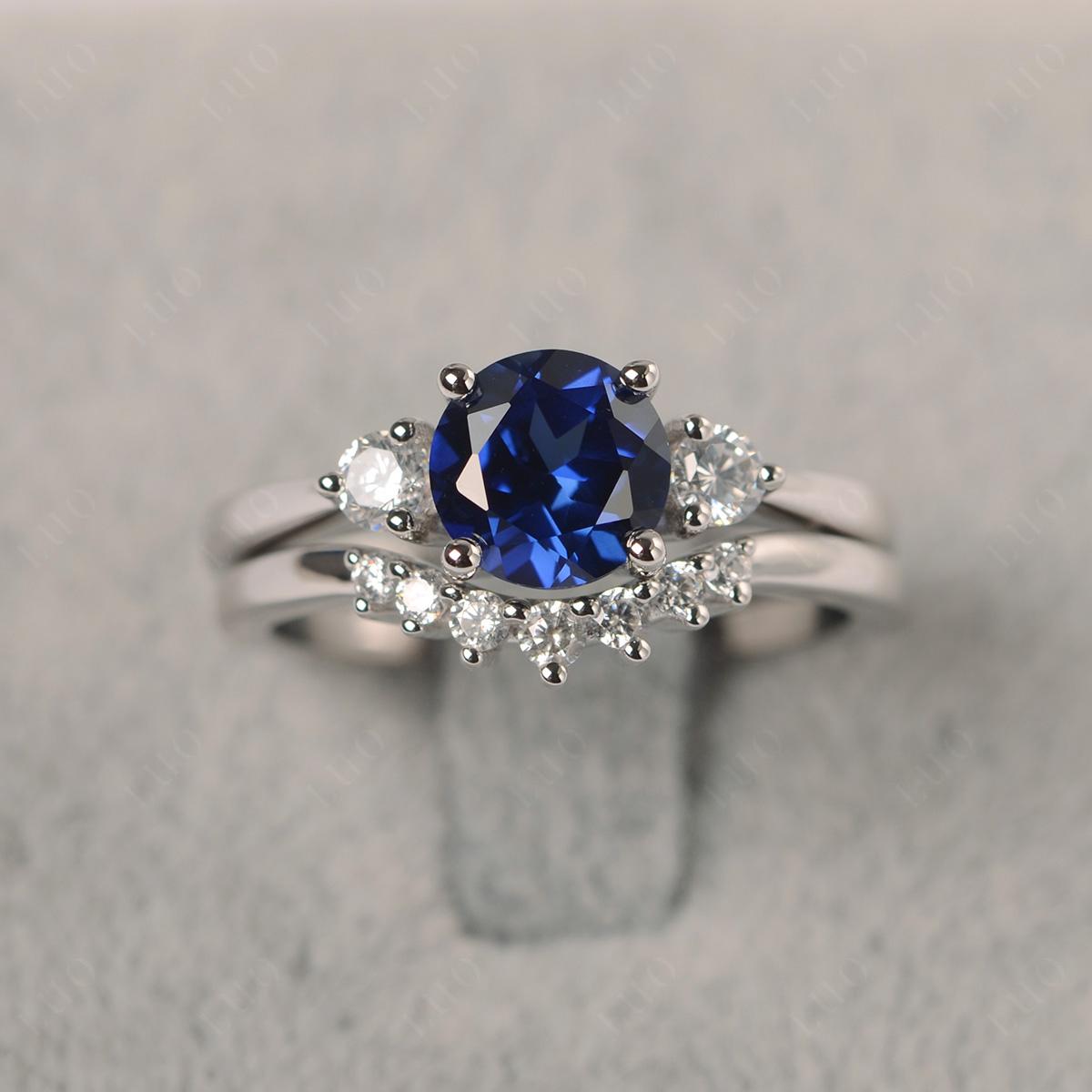 Sapphire Ring Bridal Set Engagement Ring - LUO Jewelry
