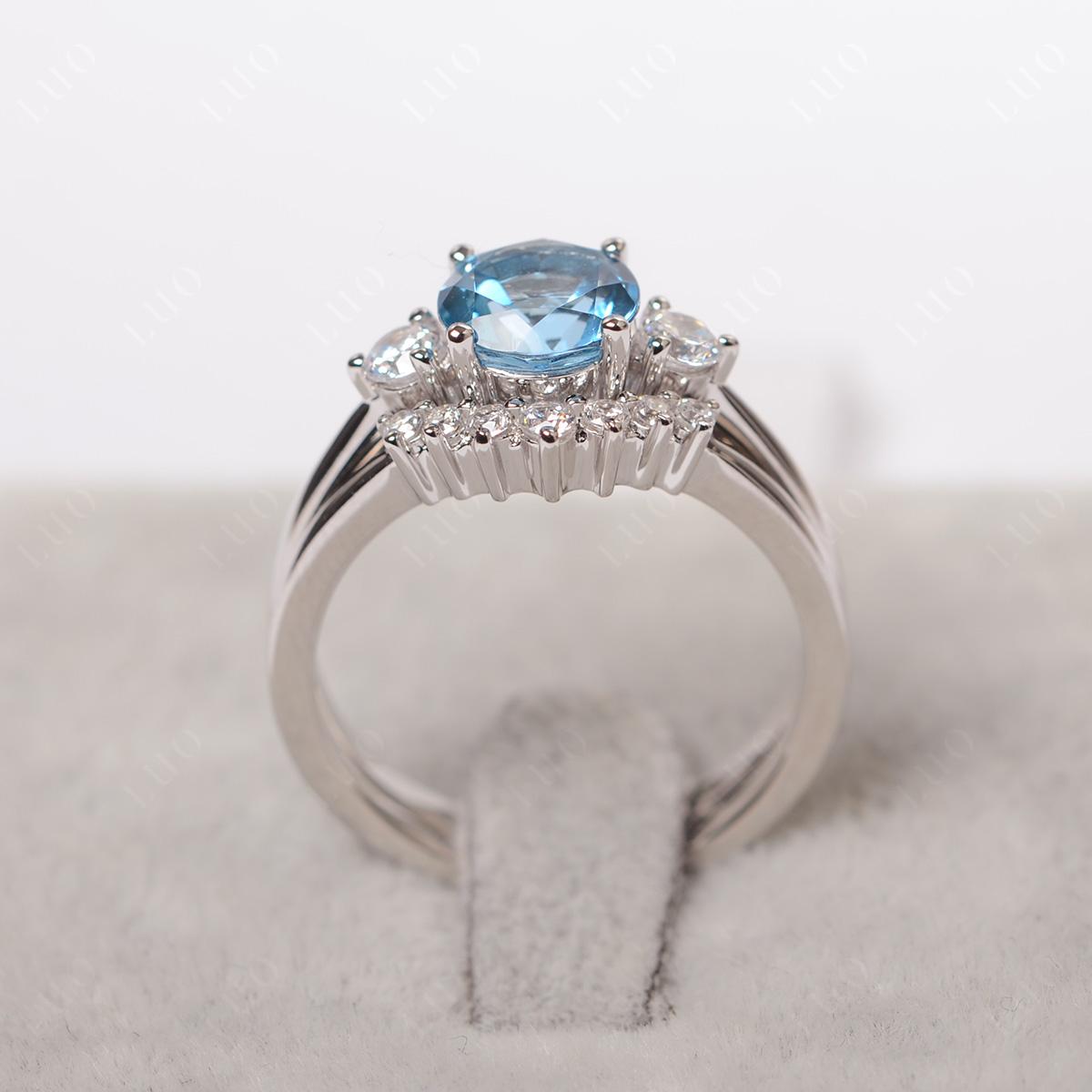 Swiss Blue Topaz Ring Bridal Set Engagement Ring - LUO Jewelry