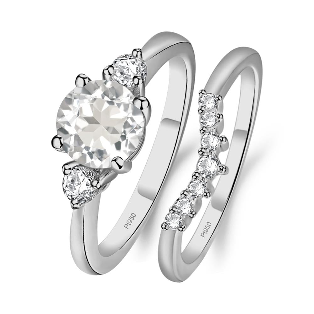 White Topaz Ring Bridal Set Engagement Ring - LUO Jewelry #metal_platinum