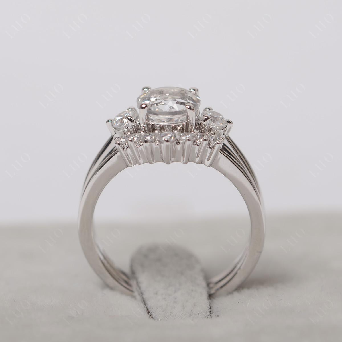 White Topaz Ring Bridal Set Engagement Ring - LUO Jewelry