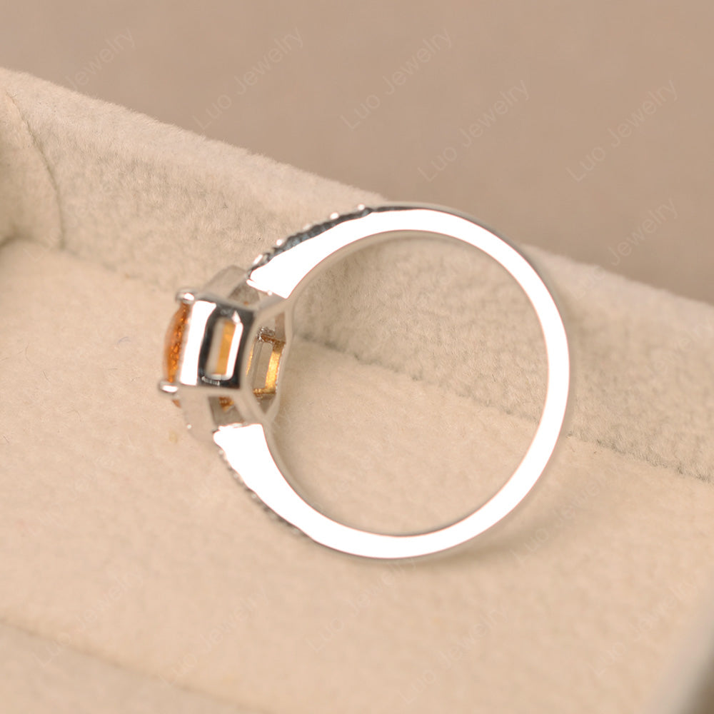 Citrine Halo Hexagon Setting Engagement Ring - LUO Jewelry