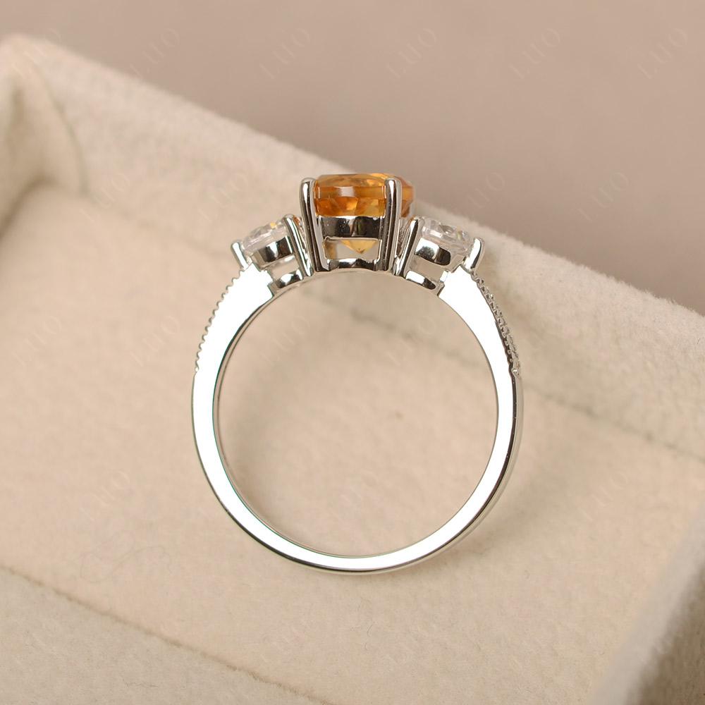 Citrine Ring 3 Stone Engagement Ring - LUO Jewelry