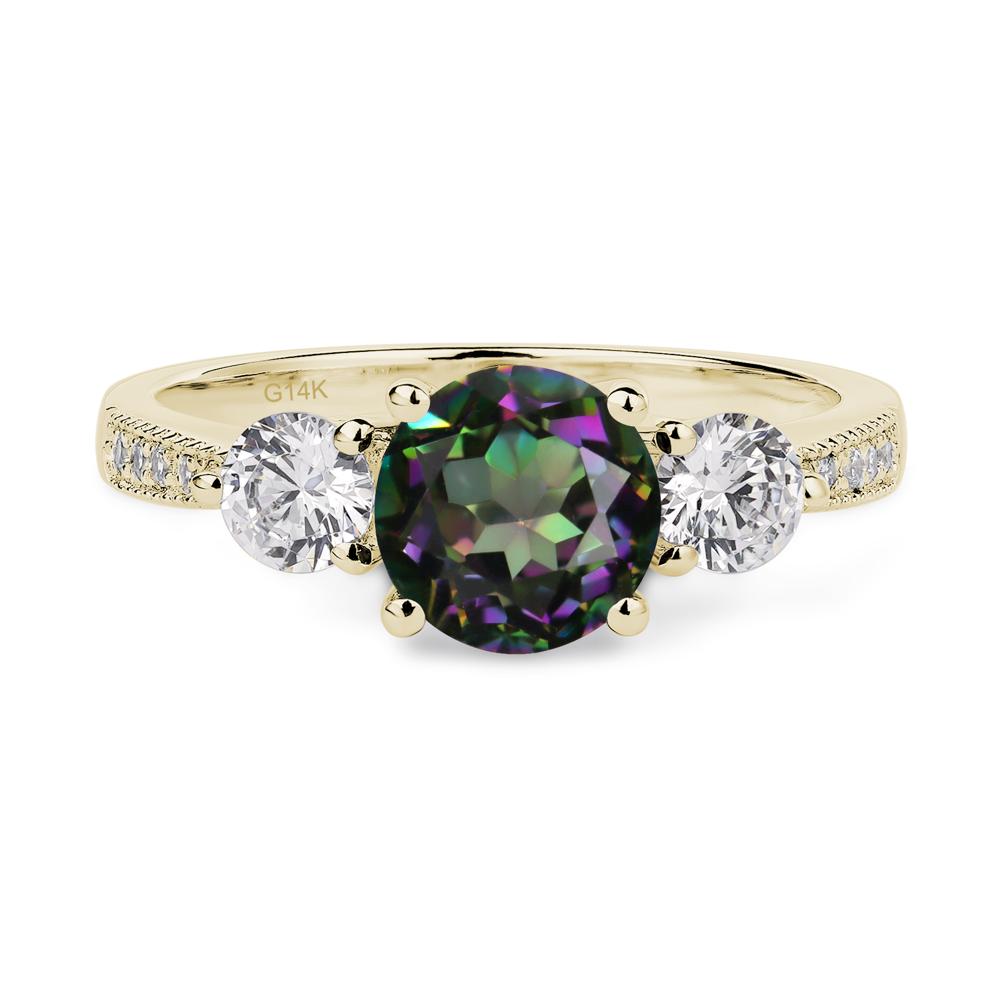 Mystic Topaz Ring 3 Stone Engagement Ring - LUO Jewelry #metal_14k yellow gold