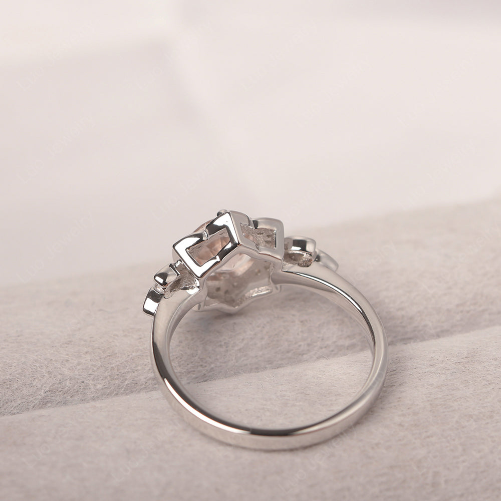 Round Cut Morganite Flower Ring Yellow Gold - LUO Jewelry