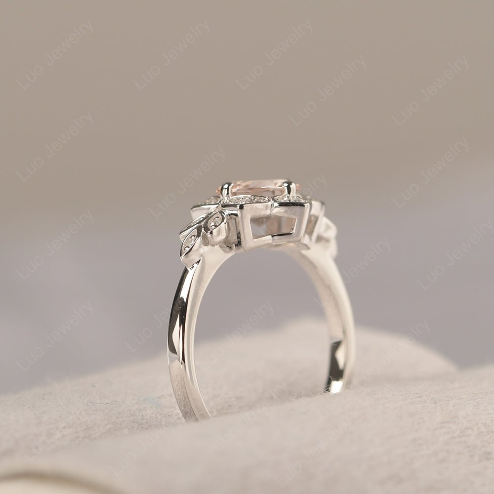 Round Cut Morganite Flower Ring Yellow Gold - LUO Jewelry