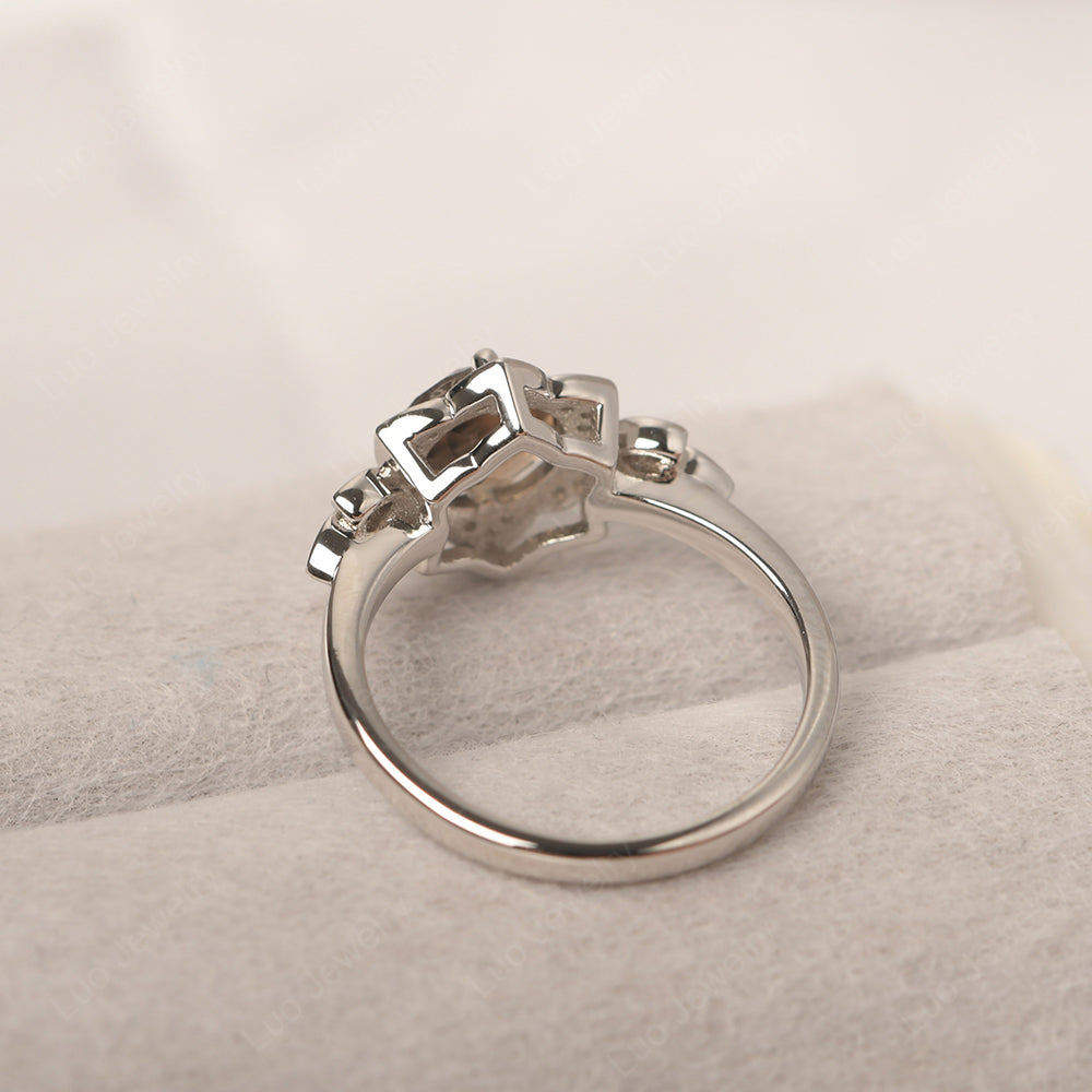 Round Cut Smoky Quartz Flower Ring Yellow Gold - LUO Jewelry