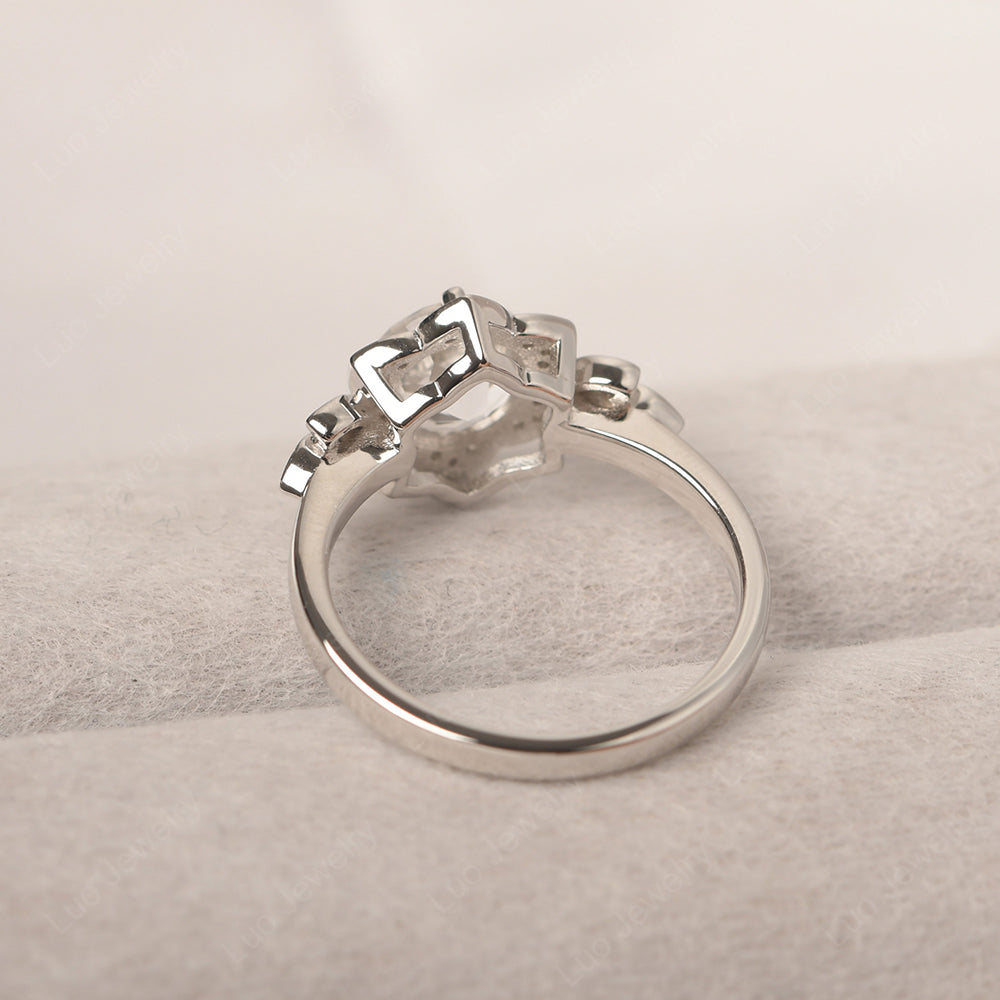 Round Cut White Topaz Flower Ring Yellow Gold - LUO Jewelry