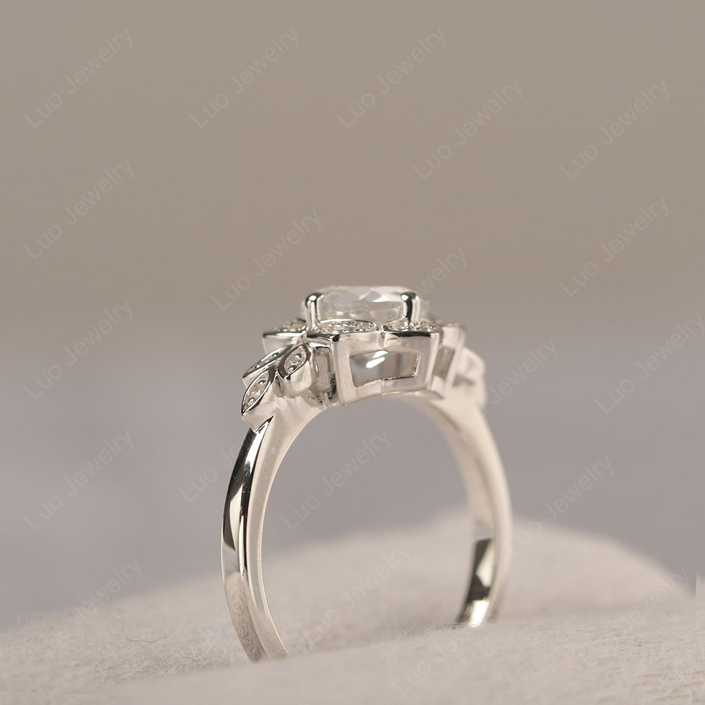 Round Cut White Topaz Flower Ring Yellow Gold - LUO Jewelry