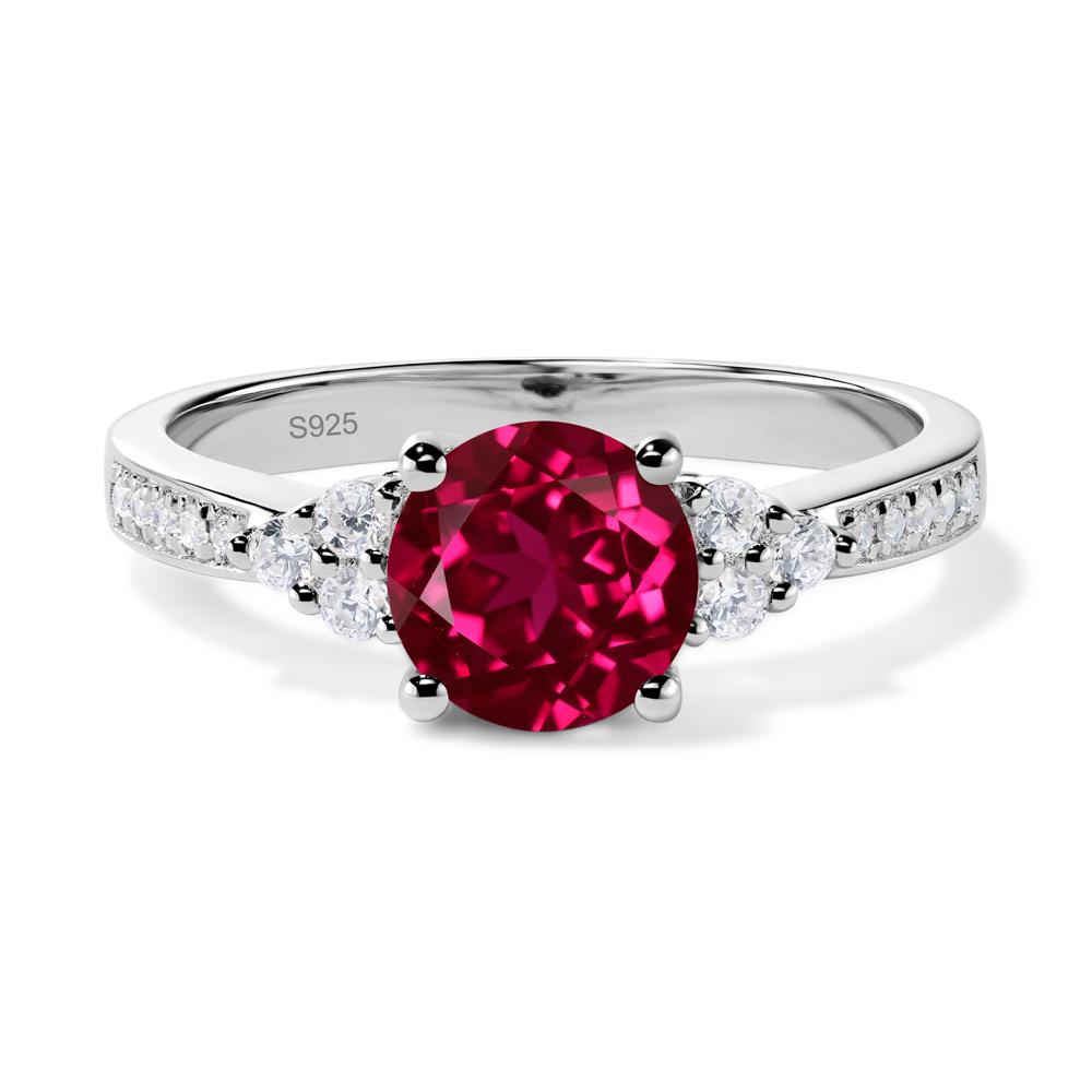 Round Cut Ruby Engagement Ring - LUO Jewelry #metal_sterling silver