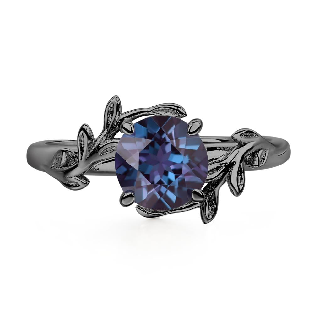 Vine Lab Grown Alexandrite Solitaire Engagement Ring - LUO Jewelry #metal_black finish sterling silver