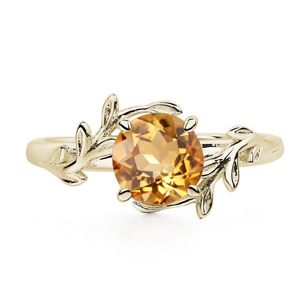 Vine Citrine Solitaire Engagement Ring - LUO Jewelry #metal_14k yellow gold